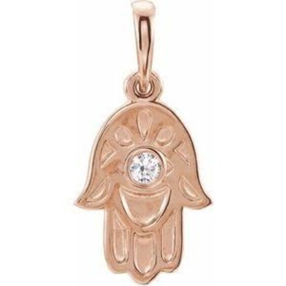 Kazi Luxury 14K Rose Gold .03 CTW Natural Diamond Hamsa Pendant